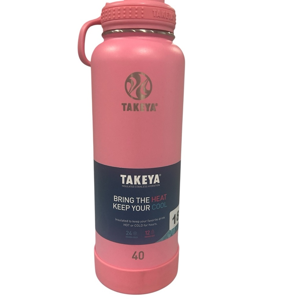Takeya 40oz Insulated Stainless Steel Water Bottle Pink Mimosa Spout Lid NEW